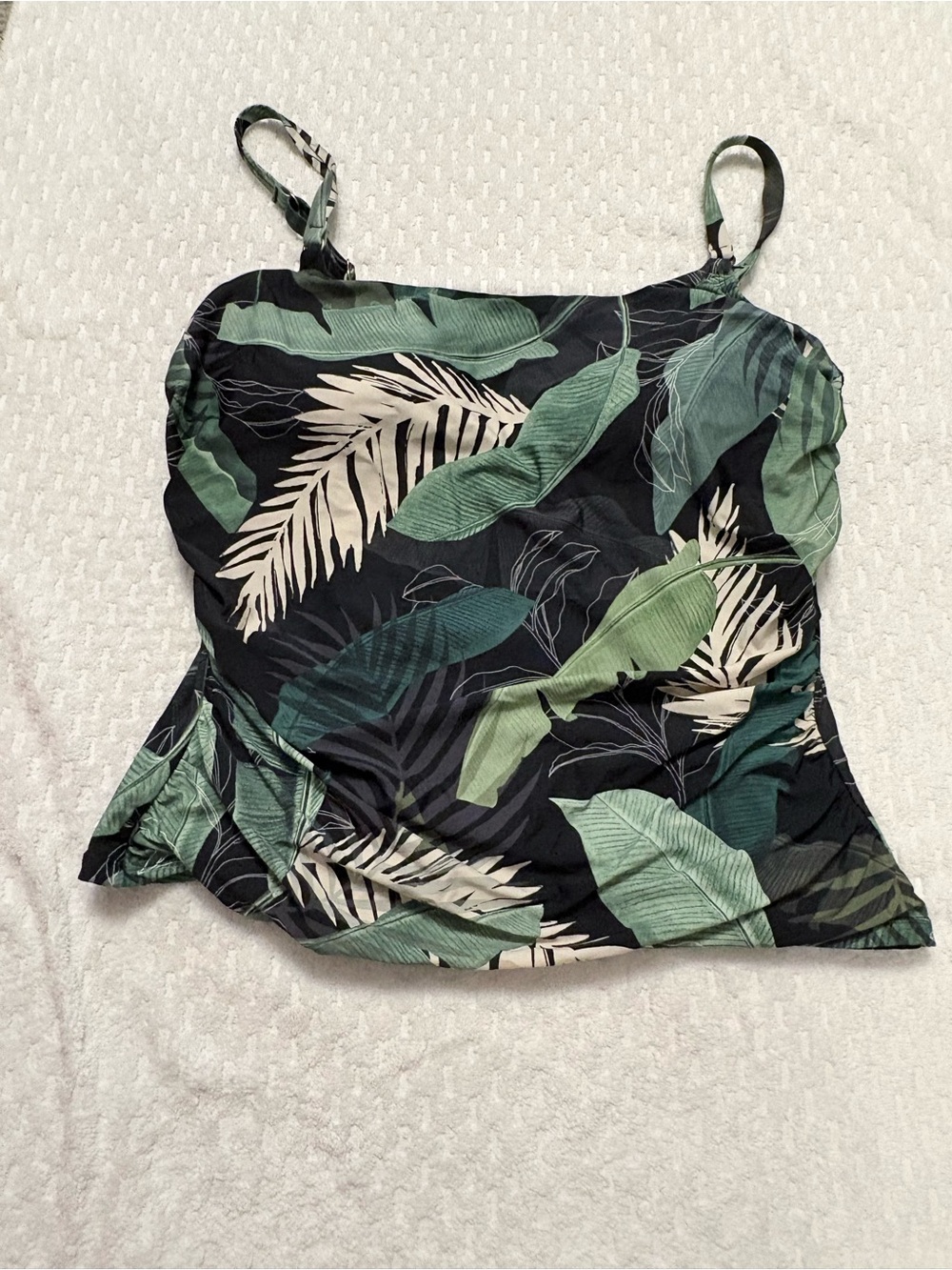 Jantzen Green and Black Tropical Leaf tankini TOP ONLY